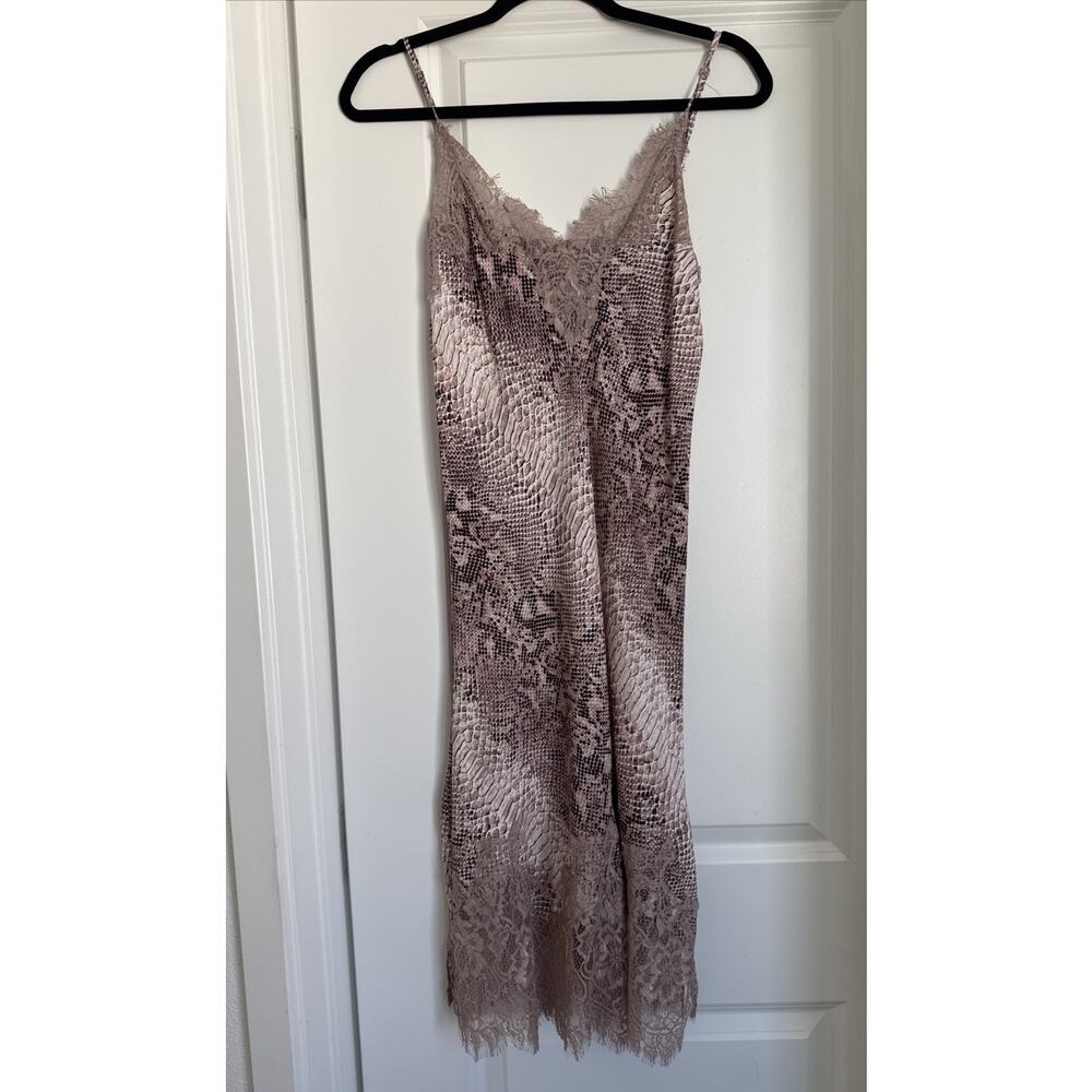 Gold Hawk Python Coco Print Silk Slip Dress Washable Silk Blush XS MSRP: $270